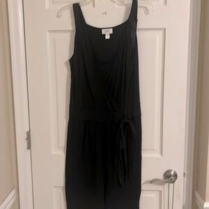 Loft black summer cotton dress with gathered waist, size 6- excellent condition